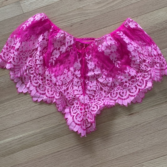Victoria Secret hot pink lace bottom shorts - Picture 2 of 3